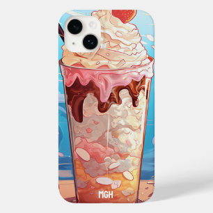 Coque Pour iPhone 14 Plus Milkshake de glace personnalisé avec monogramme
