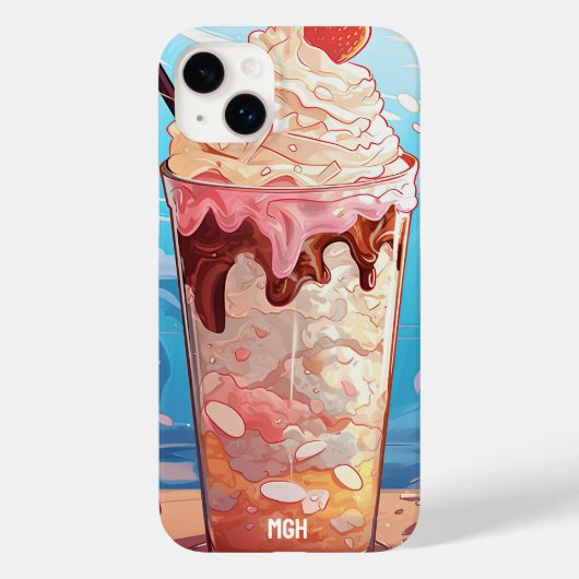 Coques Case-Mate iPhone Milkshake de glace personnalisé avec monogramme (Verso)