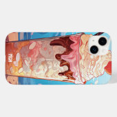 Coques Case-Mate iPhone Milkshake de glace personnalisé avec monogramme (Verso (horizontal))