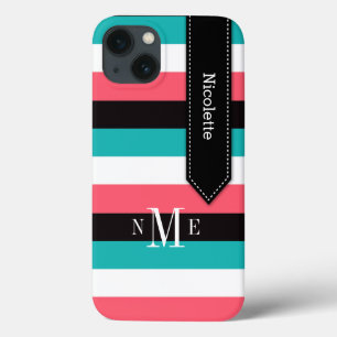 iPhone 13 Case Mini boîtier iPad Tracées Turquoise, Noir, Cor