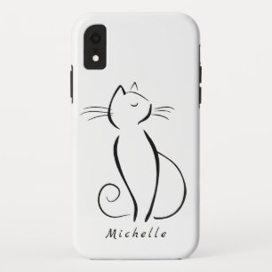 Case-Mate iPhone Case Mini chat noir sur blanc nom d'ajout