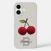Coques Case-Mate iPhone Mini-Crochet rouge cerise Nom du monogramme (Verso)
