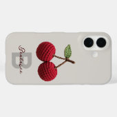 Coques Case-Mate iPhone Mini-Crochet rouge cerise Nom du monogramme (Verso (horizontal))