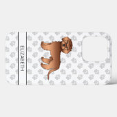 Coques Case-Mate iPhone Mini Goldendoodle Rouge Dessin Animé Chien & Nom (Verso (horizontal))