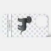 Coques Case-Mate iPhone Mini noir Goldendoodle dessin animé Chien et nom (Verso (horizontal))