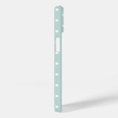 Coques Case-Mate iPhone Mini Pois avec script gris nom pastel turquoise (Verso / Droite)