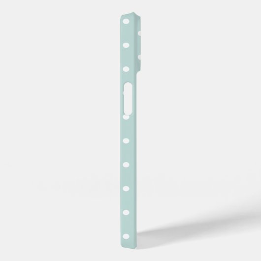 Coques Case-Mate iPhone Mini Pois avec script gris nom pastel turquoise (Verso / Droite)