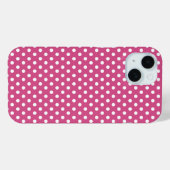 Coques Case-Mate iPhone Mini Pois blancs sur Cranberry Pink (Verso (horizontal))