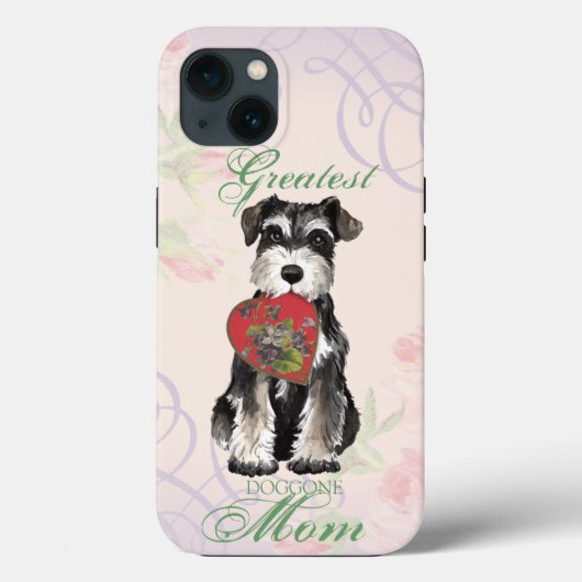 Coques Case-Mate iPhone Miniature Schnauzer Heart Maman (Verso)