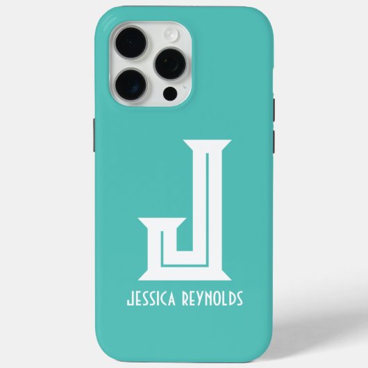 Coques Case-Mate iPhone Minimal Monogramme Aqua (Verso)