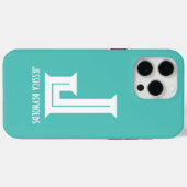 Coques Case-Mate iPhone Minimal Monogramme Aqua (Verso (horizontal))