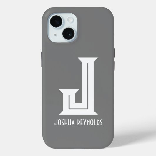 Coques Case-Mate iPhone Minimal Monogramme Gris  (Verso)