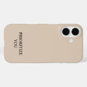 Coques Case-Mate iPhone Minimal Prioriser Vous Citation Beige (Verso (horizontal))