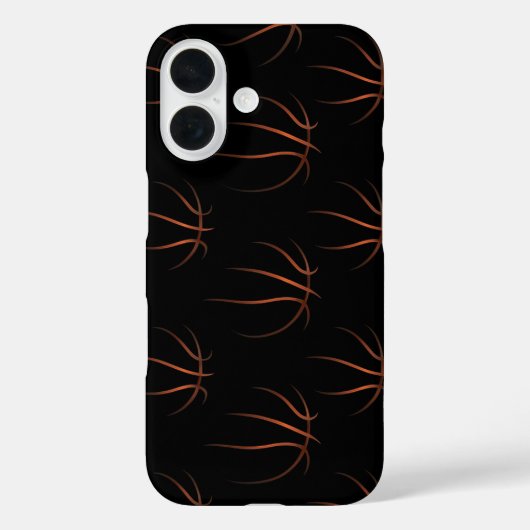 Coques Case-Mate iPhone Minimalist Basketball Line Art Pattern – Black & O (Verso)