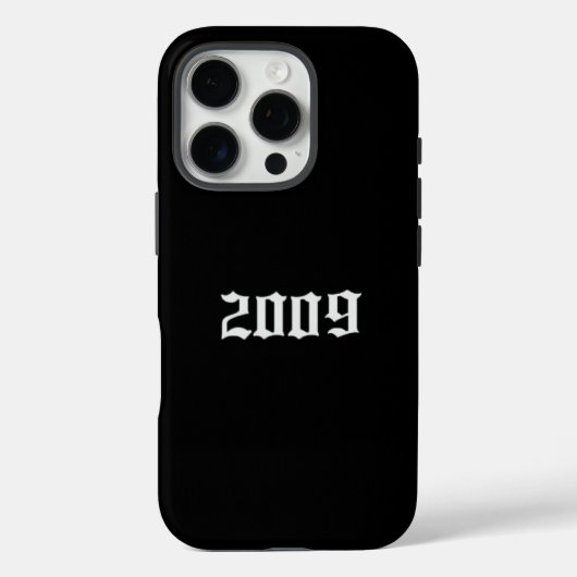 Coques Case-Mate iPhone Minimalist Black iPhone Case with “2009” Gothic (Verso)