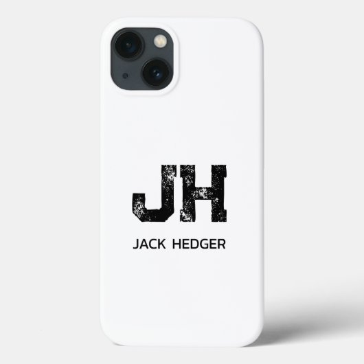 COQUES Case-Mate iPhone MINIMALIST BLACK TWO LETTER MONOGRAM NAME WHITE (Verso)