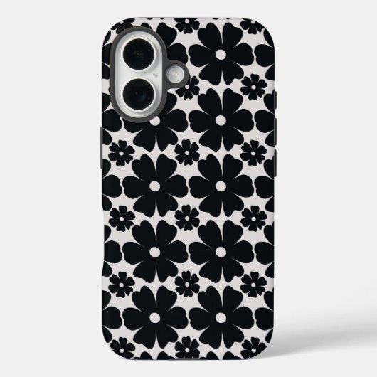 Coques Case-Mate iPhone Minimalist black & white daisy pattern (Verso)