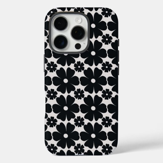Coques Case-Mate iPhone Minimalist black & white daisy pattern (Verso)