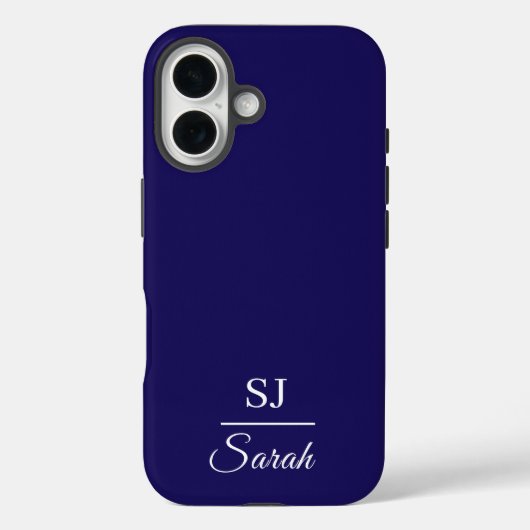 Coques Case-Mate iPhone Minimalist Blue with Name and Initial  (Verso)