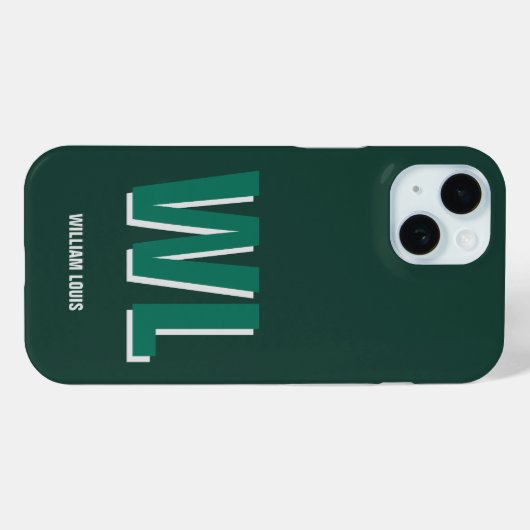 Coques Case-Mate iPhone Minimalist Emerald Green Personalized Monogram (Verso (horizontal))