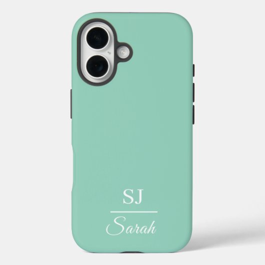 Coques Case-Mate iPhone Minimalist Green with Name and Initial  (Verso)