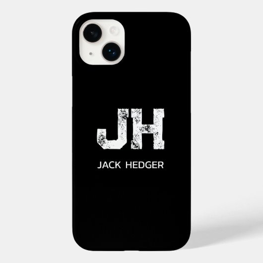 COQUES Case-Mate iPhone MINIMALIST WHITE TWO LETTER MONOGRAM NAME BLACK (Verso)