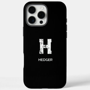COQUES iPhone 16 PRO MAX MINIMALISTE BLANC MONOGRAMME À UNE LETTRE NOM NOIR