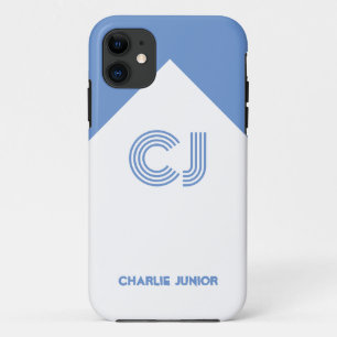 Case-Mate iPhone Case Minimaliste Bleu Aqua & Blanc Rétro Monogrammé