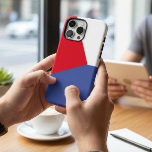 Coques iPhone 16 Pro Max Minimaliste Bloc de Couleurs Abstrait Rouge Bleu &