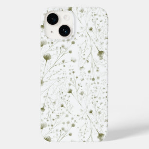 Coque Pour iPhone 14 Minimaliste Botanique Floral Nature Vert Blanc
