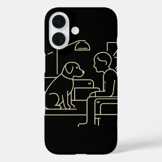 Coques iPhone 16 Minimaliste Chien et ligne humaine Art - Moderne L