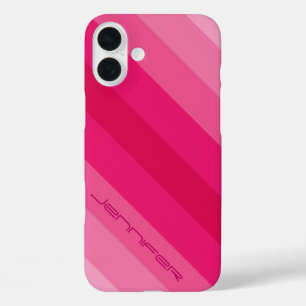 Coques iPhone 16 Plus Minimaliste en bande diagonale rose moderne de cin