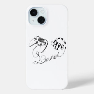 Coque Pour iPhone 15 Minimaliste Gamer Chat Ligne Art - Câble de Manett