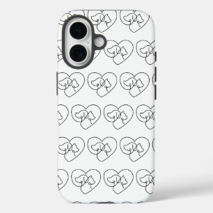 Coques iPhone 16 Minimaliste Love Line Art Heart Motif Téléphone Ca