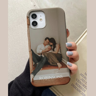 Coque Pour iPhone 15 Minimaliste Moderne Nom de Famille Photo Complète
