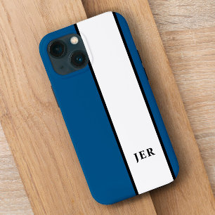 Case-Mate iPhone Case Minimaliste Moderne Rayures Monogrammées Bleu Tend