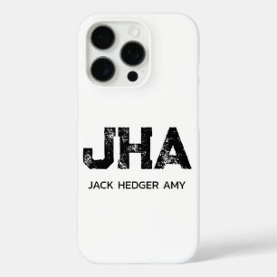 COQUES iPhone 16 PRO MINIMALISTE NOIR MONOGRAMME À TROIS LETTRES NOM BL