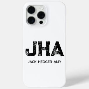 COQUE iPhone 15 PRO MAX MINIMALISTE NOIR MONOGRAMME À TROIS LETTRES NOM BL