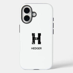 COQUES iPhone 16 MINIMALISTE NOIR MONOGRAMME À UNE LETTRE NOM BLANC
