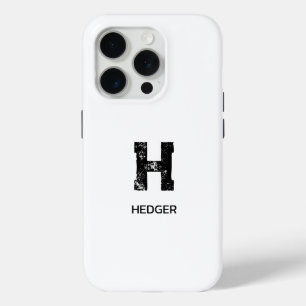 COQUE iPhone 15 PRO MINIMALISTE NOIR MONOGRAMME À UNE LETTRE NOM BLANC