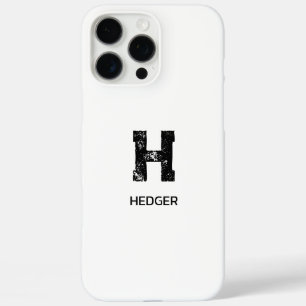 COQUES iPhone 16 PRO MAX MINIMALISTE NOIR UNE LETTRE MONOGRAMME NOM BLANC