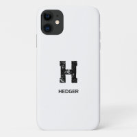 MINIMALISTE NOIR UNE LETTRE MONOGRAMME NOM BLANC