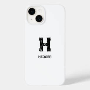 COQUE POUR iPhone 14 MINIMALISTE NOIR UNE LETTRE MONOGRAMME NOM BLANC