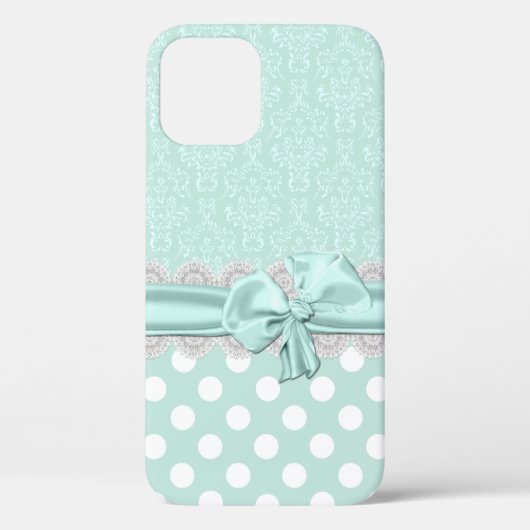 Coques Case-Mate iPhone Mint Green Damask (Verso)