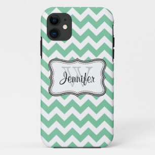 Coque Case-Mate Pour iPhone Mint Green & White Trendy chevron motif iPhone 5