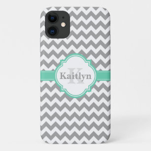 Case-Mate iPhone Case Mint Grey Chevron Motif & Quatrefoil marocain