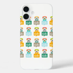 iPhone 16 Plus Case Mint Orange Aqua Tan Retro Téléphone Bonjour