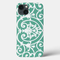 Mint vert scrollwork motif Coque-Mate iPhone cas