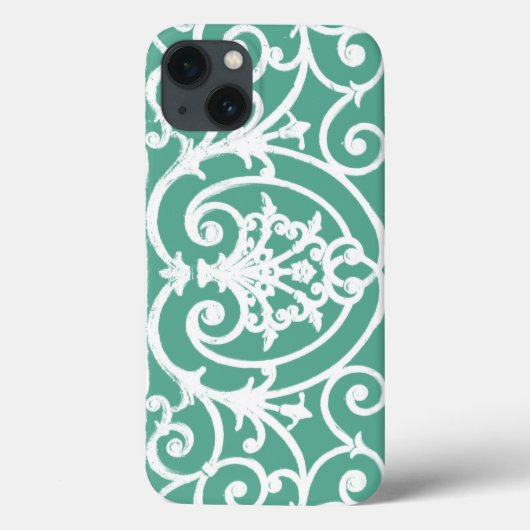 Coques Case-Mate iPhone Mint vert scrollwork motif Coque-Mate iPhone cas (Verso)