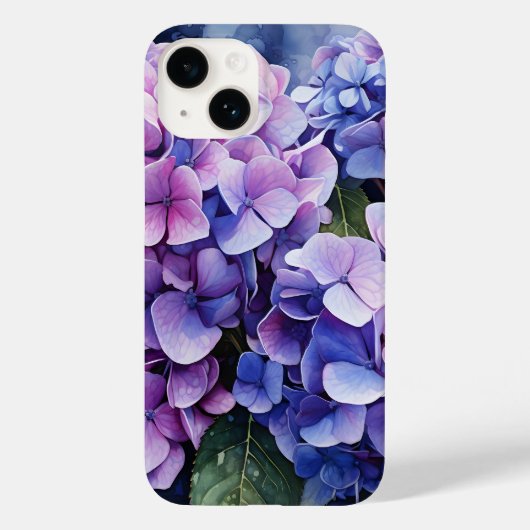 Coques Case-Mate iPhone Minuit Jardin Violet Hydrangea Aquarelle (Verso)